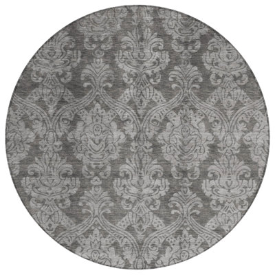 Krymera Gray Washable Indoor-Outdoor Rug - LOOMLAN