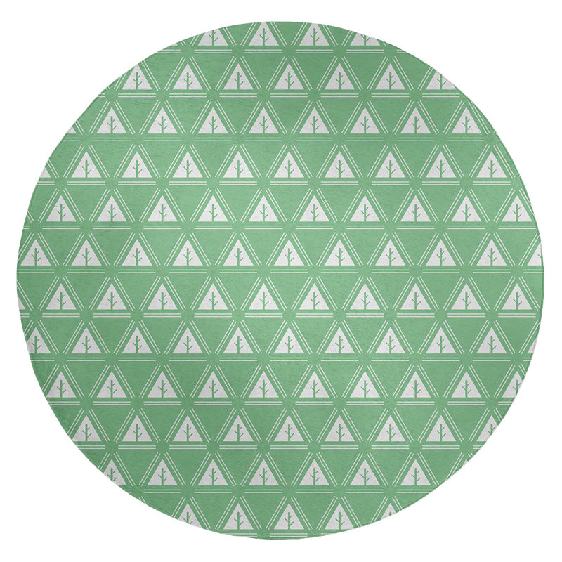 Tapis minimaliste d’arbre vert/gris, Rond 5 pi