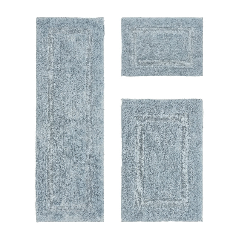 Annerose Premium 100% Cotton 3 Piece Bath Rug Sets, Machine Washable, Super Absorbent & Tufted Weave Reversible Bath Mat for Bathroom, Shower, and Tub, Oeko-Tex Certified Bathroom Rugs