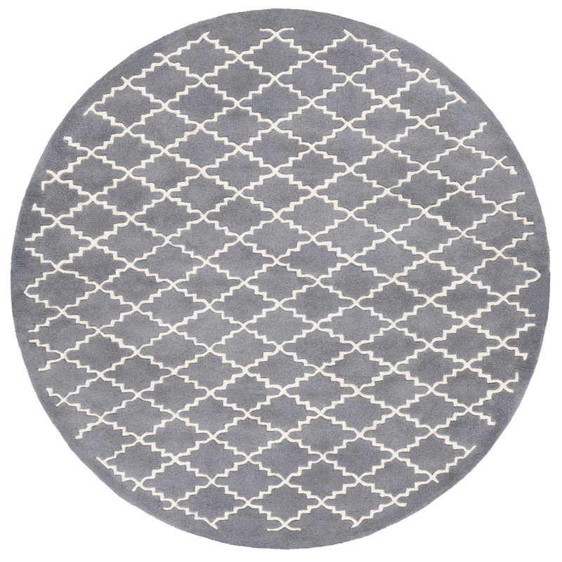 Carolene Hand Tufted Wool Geometric Rug, Round 7'