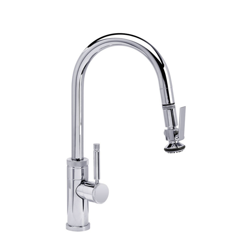 Industrial Prep Size Plp Pulldown Faucet - Lever Sprayer - Angled Spout, Chrome