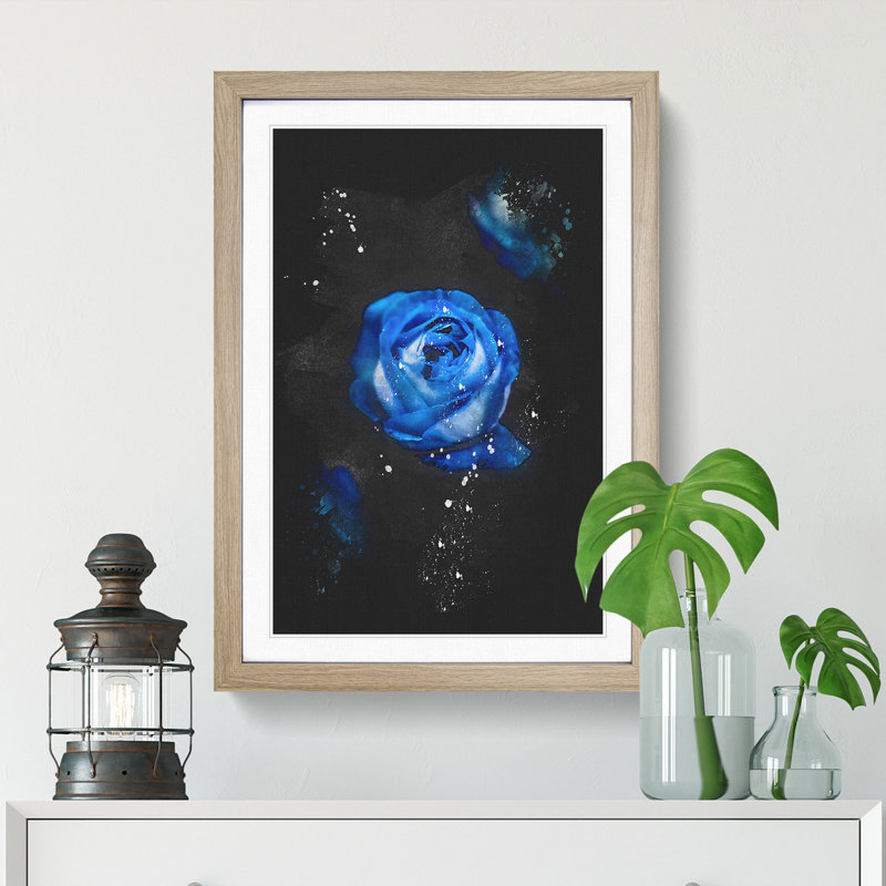 Trio of Blue Roses - Framed Print, 33cm H x 24cm W x 2cm D, Oak Framed