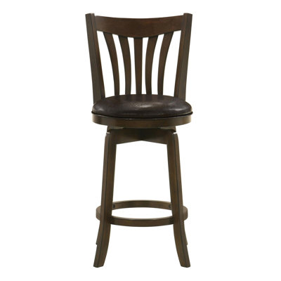 Leyte Dark Brown Swivel Stool with Upholstered Seat -  Winston Porter, 62A9BA0F38404F2E94DC168D7CB521CB