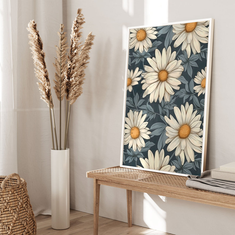 Motif floral de marguerites florales, motif de chalet non encadré, H 36 po x l 24 po