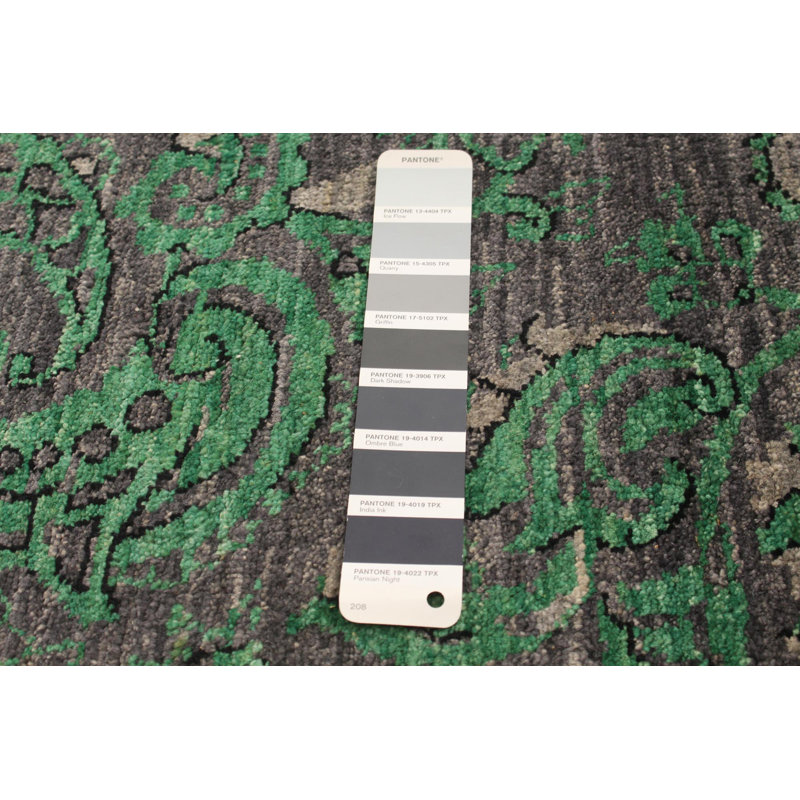 Tapis unique en laine noué à la main 4 pi 2 po x 7 pi 10 po gris nouvel âge Lahore