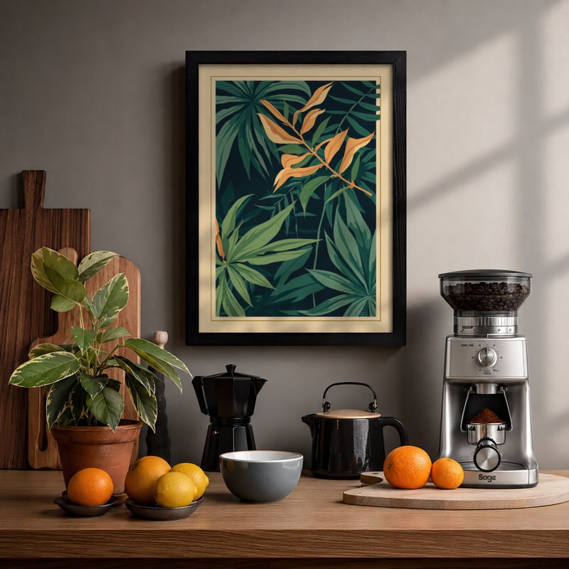 Tropical Birds of Paradise Botanical - Framed Print, A2 - 59.4 x 42.0 cm, Black