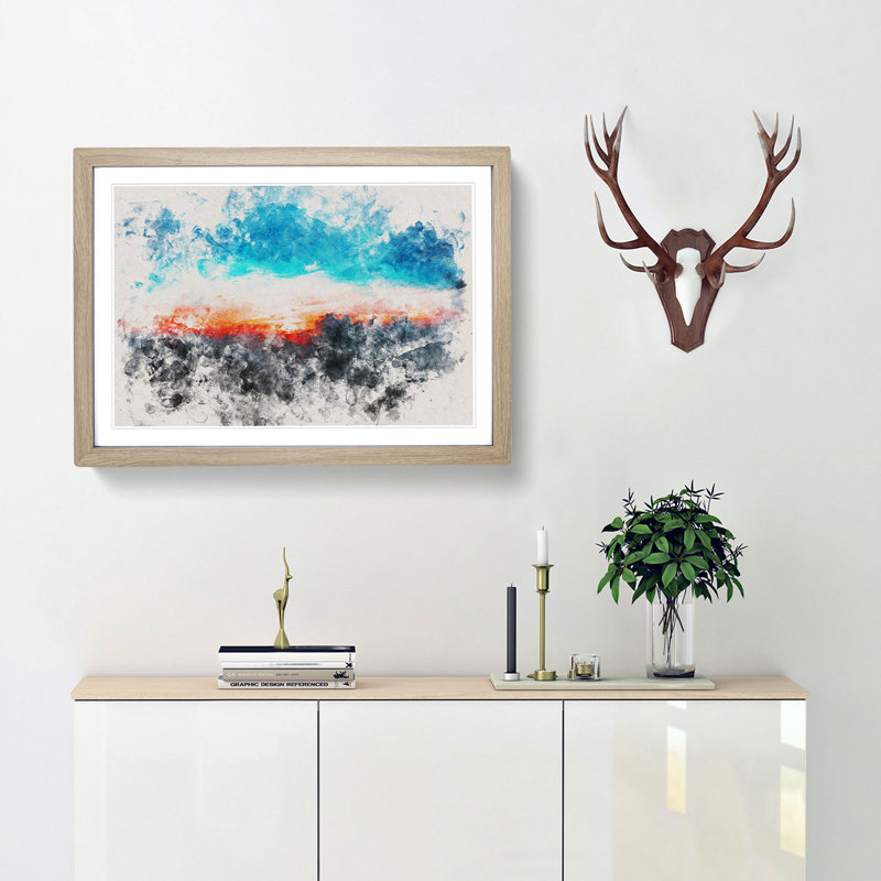 Sunset Behind the Clouds - Framed Print, Oak Framed, 33cm H x 45cm W x 2cm D