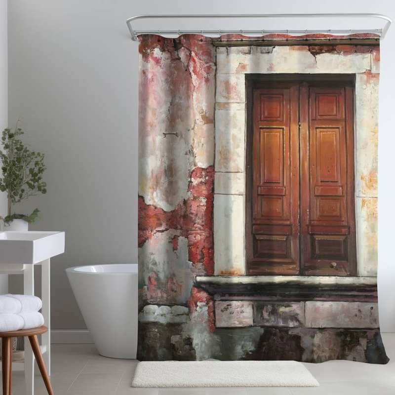 Shower Curtain SL8 – Polyester Shower Curtain, Dye Sublimation Print, 71" W × 74" L