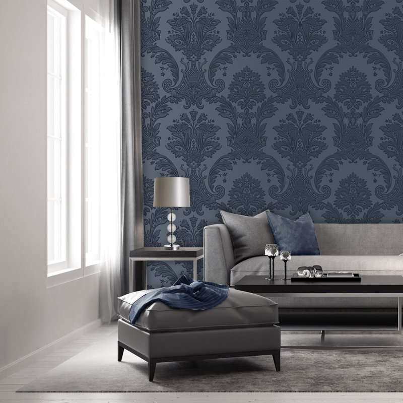 Maidste 10.05m x 53cm Textured Matte Wallpaper Roll, Blue