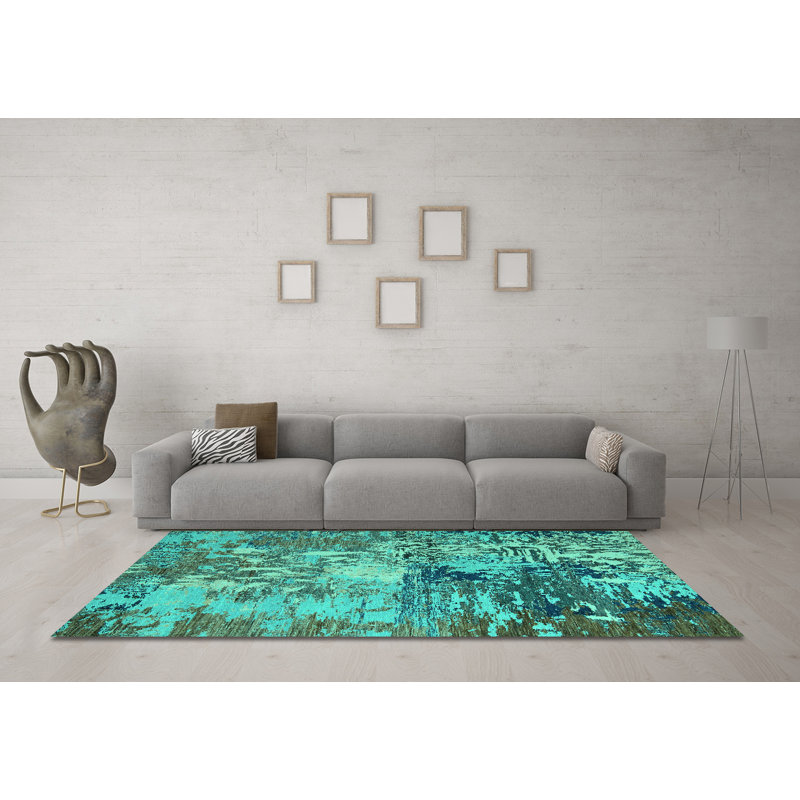 Washable Abstract Indoor Rug, Square 4'