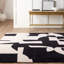 Tapis noir / crème abstrait fait à la main (8 pi x 10 pi)-1032179246