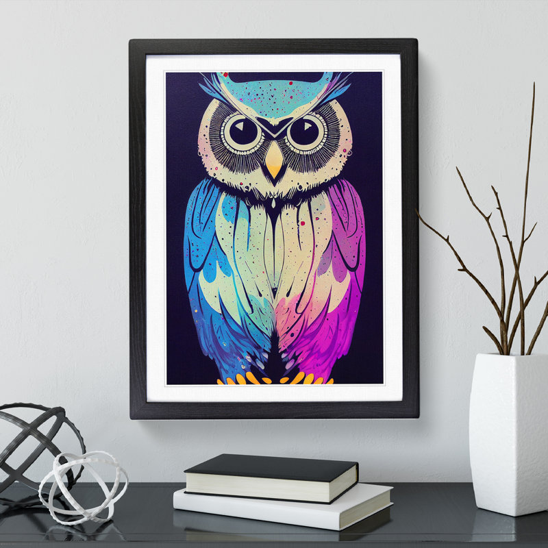 Owl in No.3 - Framed Print, Black, 64cm H x 46cm W x 2cm D