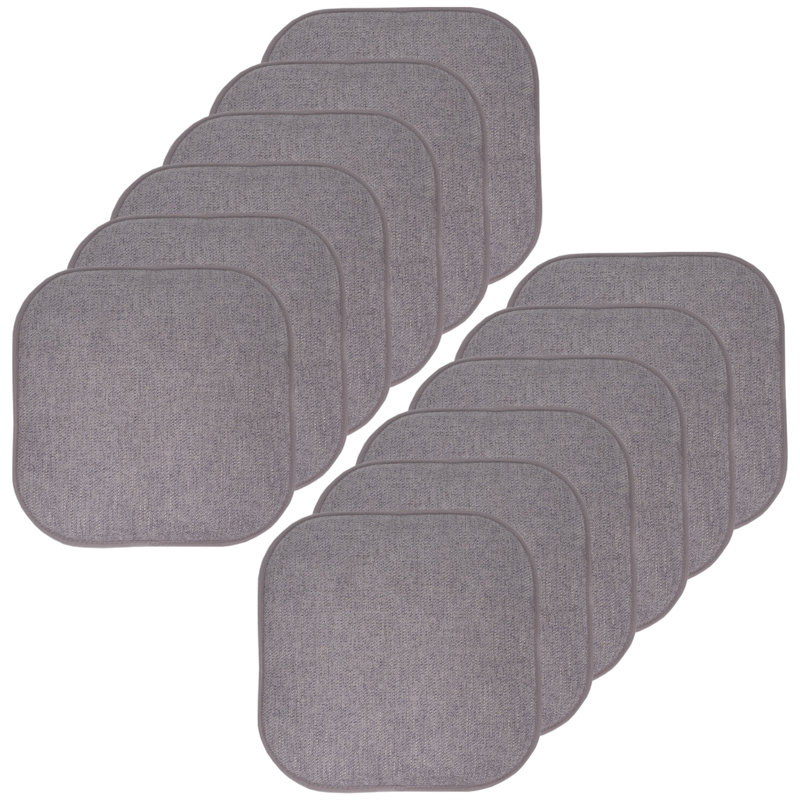 Coussin de chaise en mousse viscoélastique antidérapante 16 po x 16 po Alexis, Gris/argent, Paquet de 12