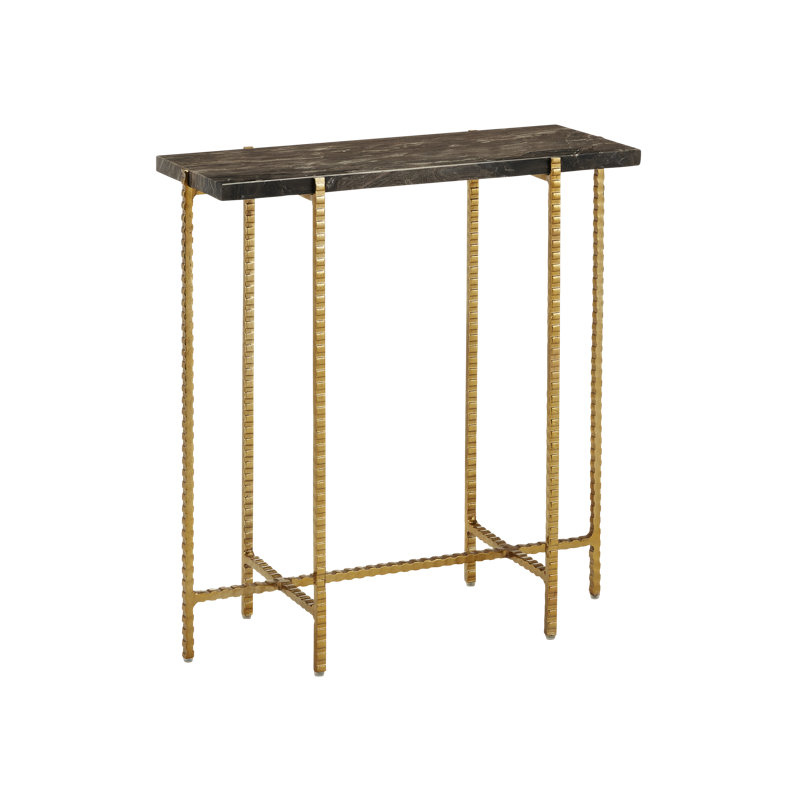 Flying Gold Marble Top End Table, 23.25" H x 22" W x 9.5" D
