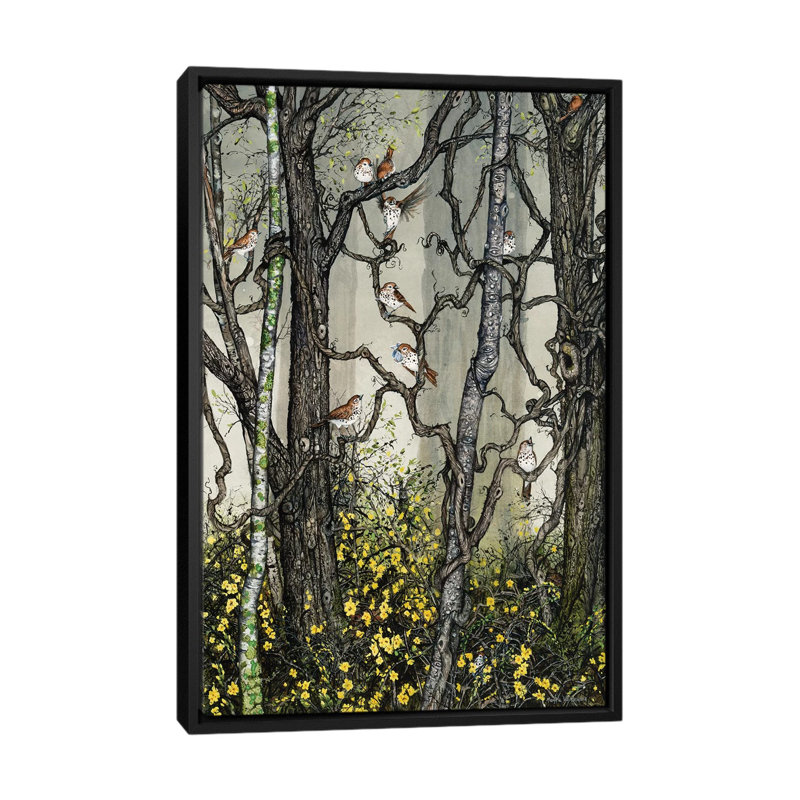 "Winter Jasmine" par Maggie Vandewalle-reproduction d’art, Toile avec cadre noir, H 40 po x l 26 po x P 1,5 po, Pas de tapis