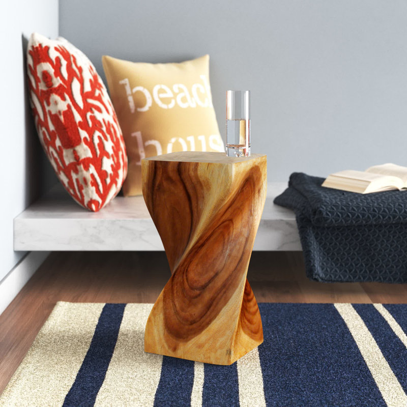 Table de bout en bois massif Channen, Chêne / Noyer, H 20 po x l 12 po x P 12 po