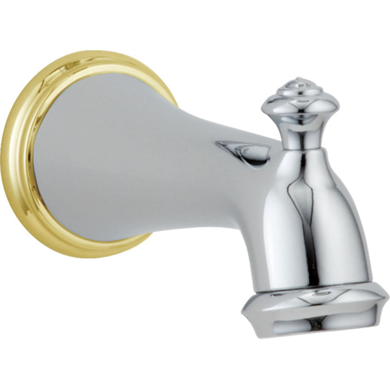 Victorian Wall Mounted Tub Spout Trim with Diverter, Chrome/Polished Brass