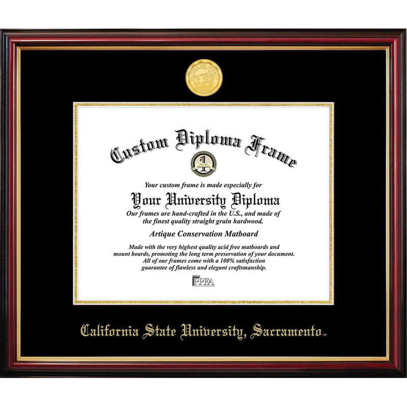 Cadre pour petit diplôme Cal State University Sacramento, L 11 po x H 8,5 po, NCAA Cal State University Sacramento