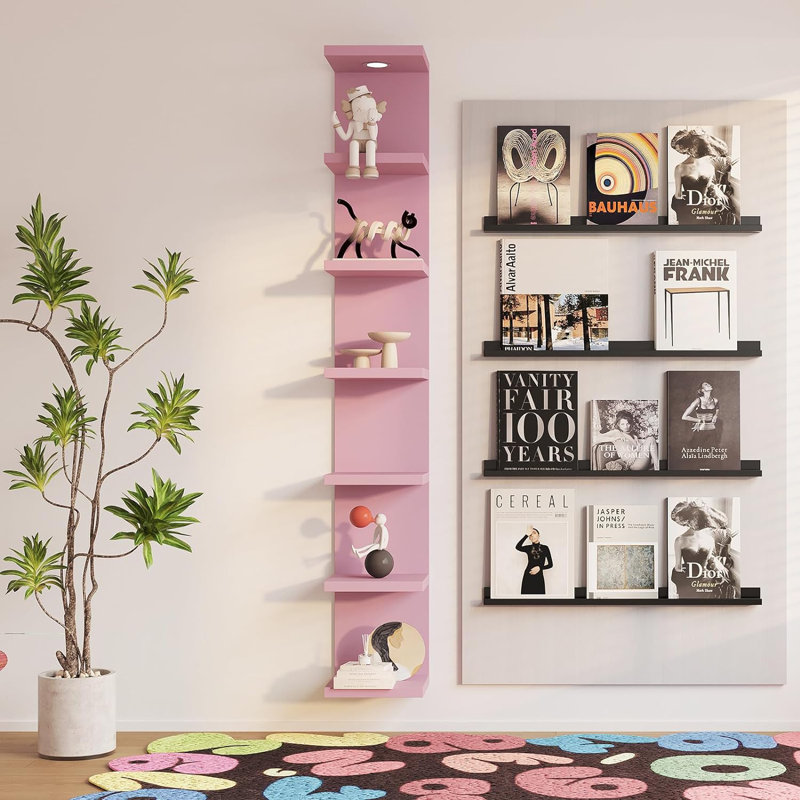 7-Tier Floating Wall Shelf With LED Remote Control Light, Versatile Display And Storage Solution For Home Decor