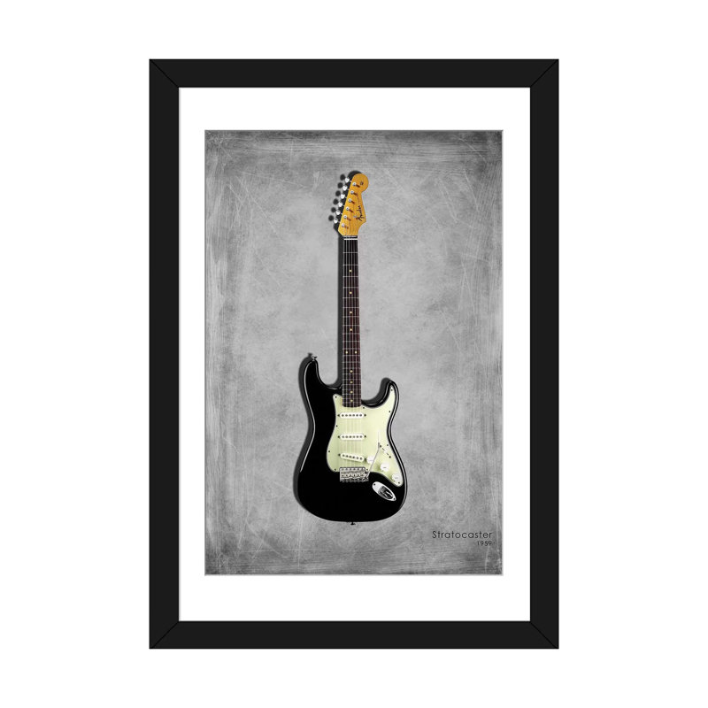 « garde-boue stratocaster 59 », impression sur toile tendue, H 24 po x l 16 po x P 1 po, Papier d'art encadré noir, Blanc