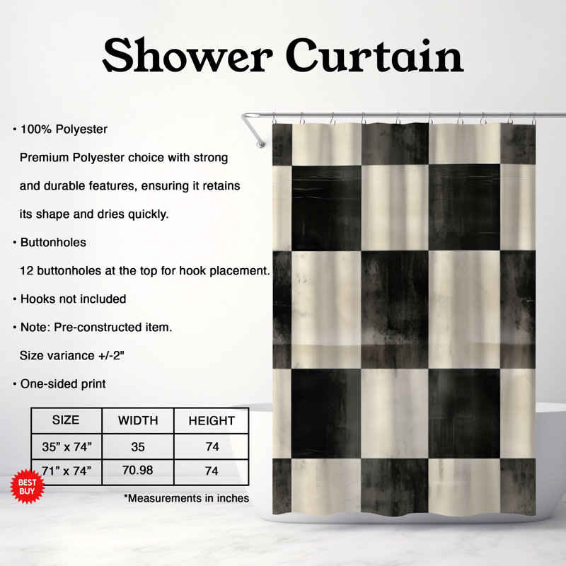 Faded Plaid - Premium Shower Curtain, 74"H x 71"W