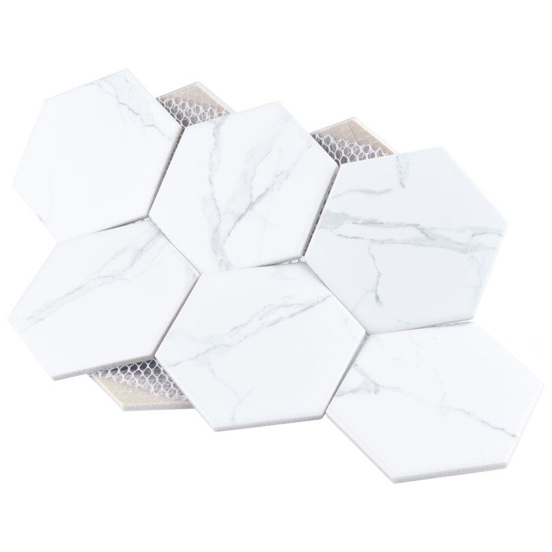 Carrione Super Hex Matte Carrara 10" x 11-1/2" Porcelain Mosaic Tile