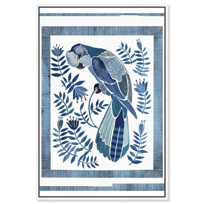 Cockatoo Chinoiserie Blue Decor Canvas Print by Art Remedy