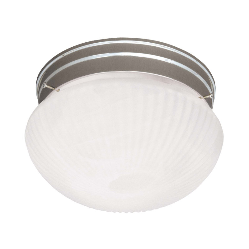  Plafonnier 2 lumières en nickel satiné, Nickel satiné, Deux lumières
