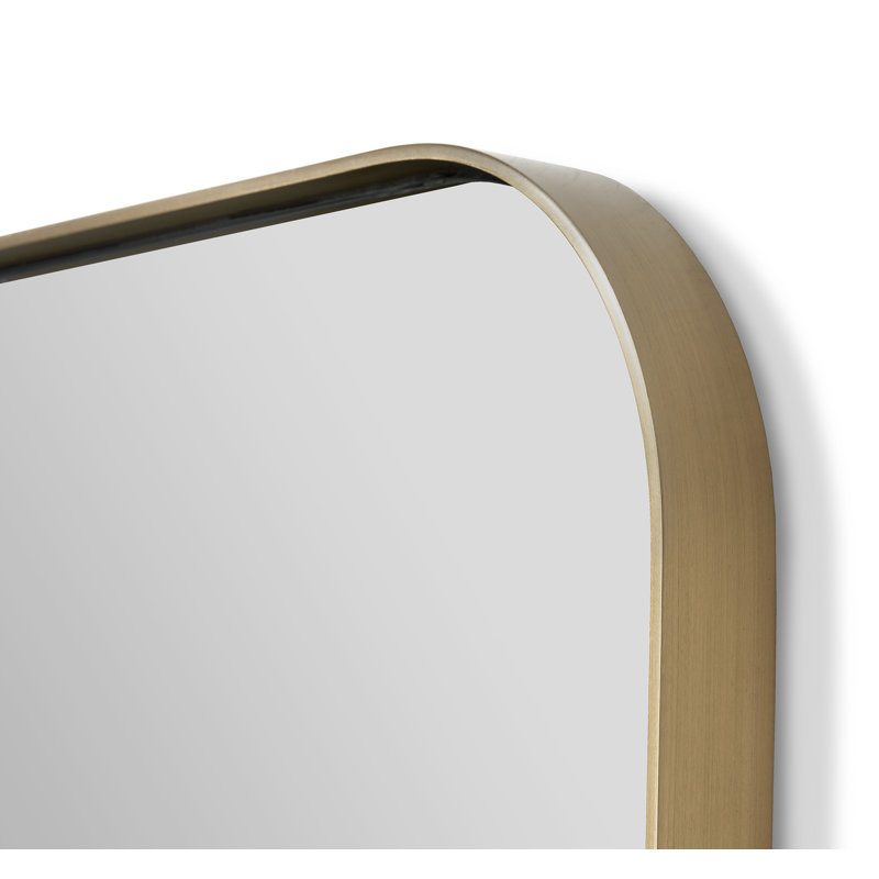 Aalina Flat Metal Beveled Wall Mirror, 54" x 28", Brushed Brass