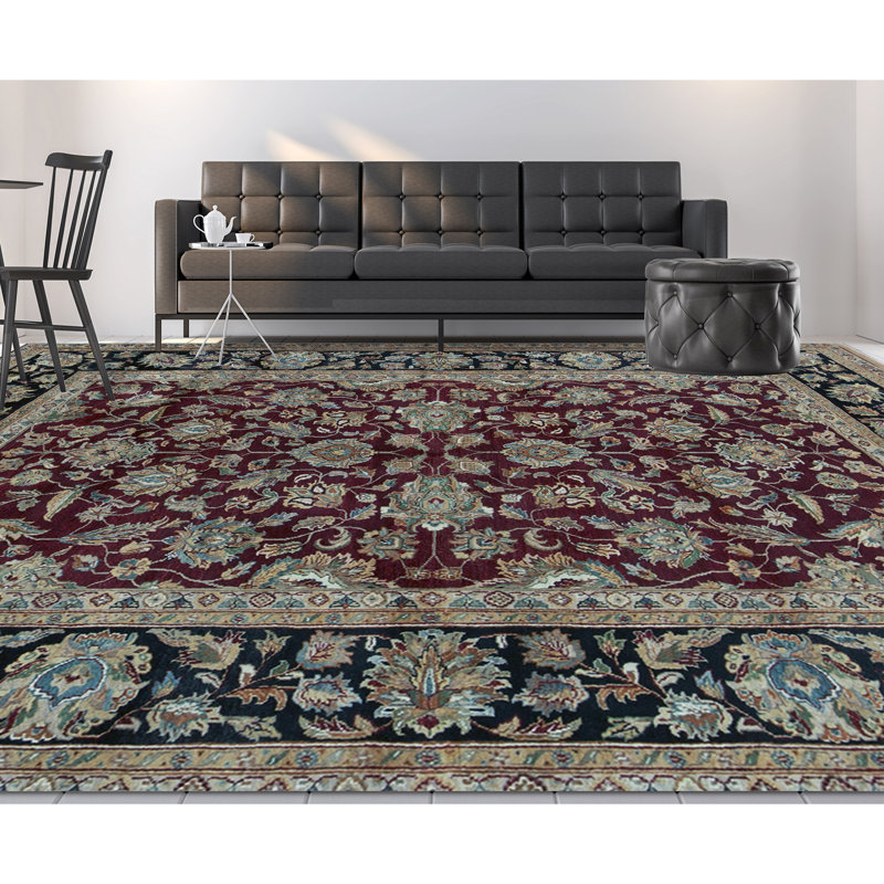 Sona Wool Oriental Area Rug in Red/Navy
