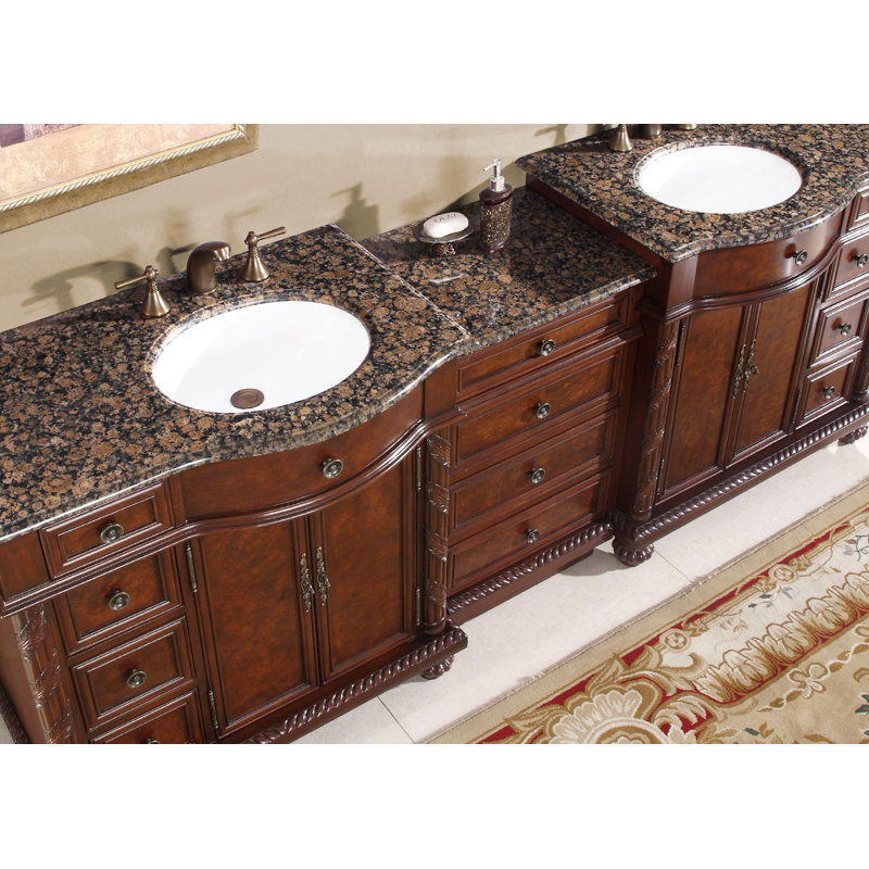 Meuble-lavabo double 90 po Akishia, Brun baltique