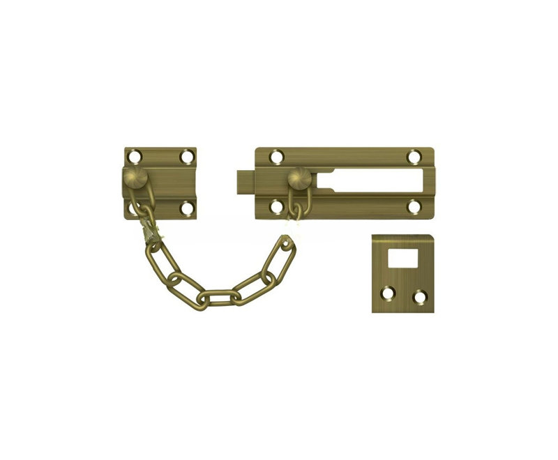 Protecteur de porte Deltana CDG35U5; Chaîne / verrou de porte; Finition laiton antique, Laiton antique