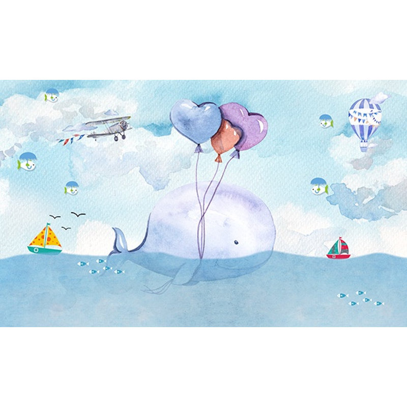 Murale paysage de la baleine et de la mer Recdo, L 75 po x l 112 po