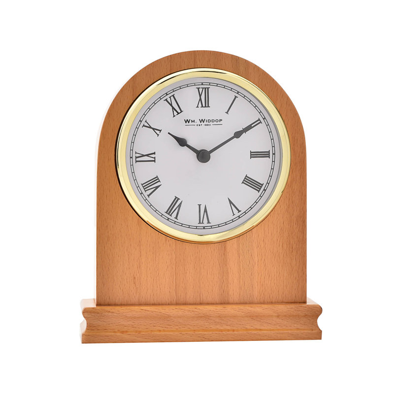 Roman Numeral Beech Solid Wood Quartz Movement / Crystal Tabletop Clock in Wood