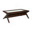 table basse en bois et verre trempé, brun marocain