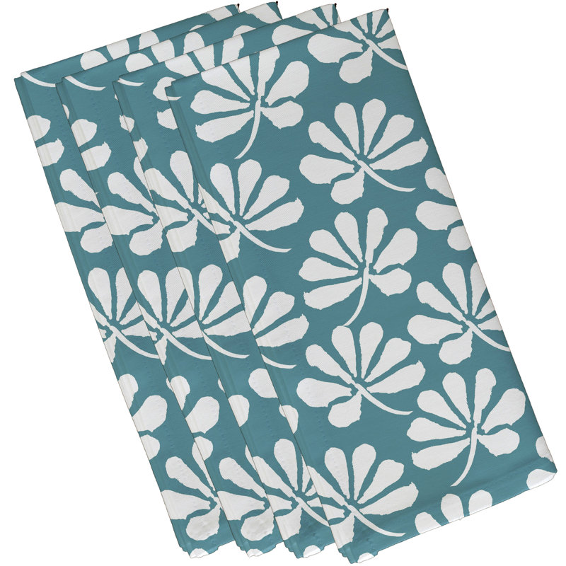 Allen Park Polyester Floral Square Napkin, Aqua