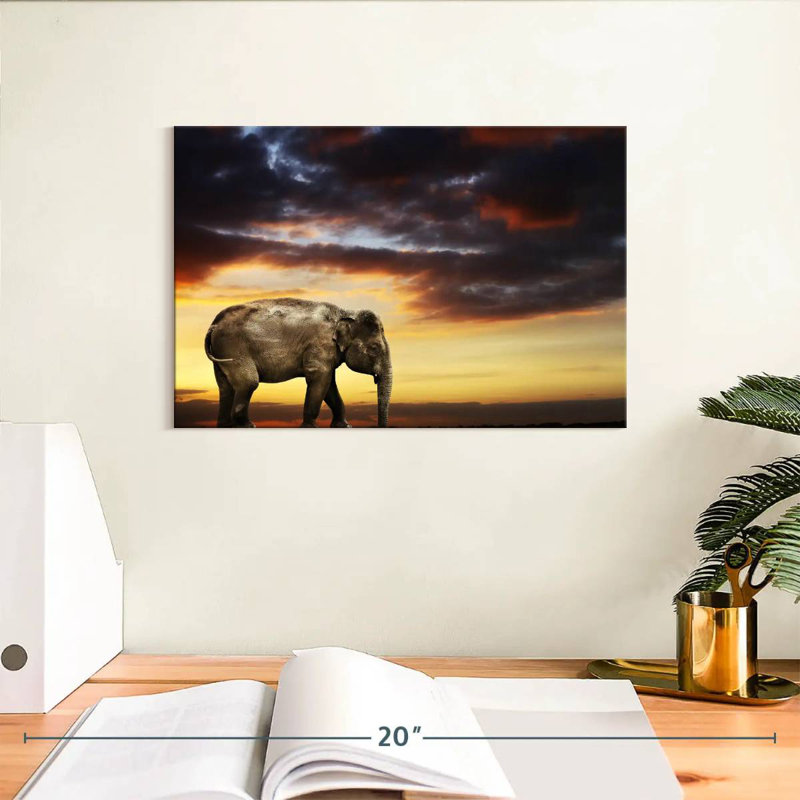 Elephant At Dusk, 8" H x 12" W