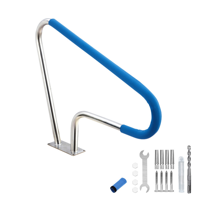 Rampe de sécurité 32 po x 22,5 po pour piscine creusée, rampe de sécurité en acier inoxydable 304 avec capacité de 375 lb, rail antidérapant pour piscine, spa et parc aquatique