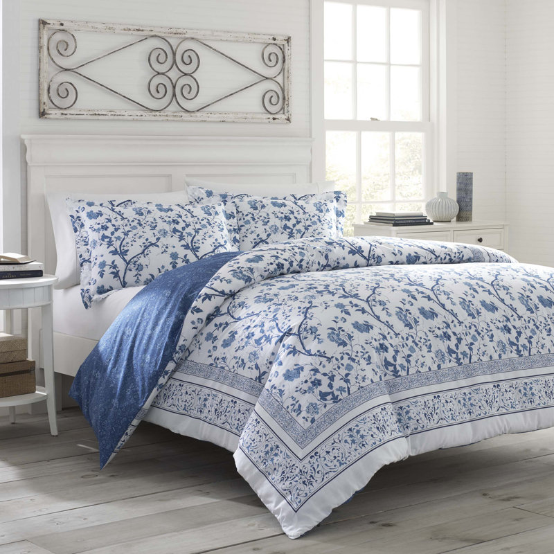 Laura Ashley Charlotte Blue Cotton Duvet Cover Set Reviews Wayfair