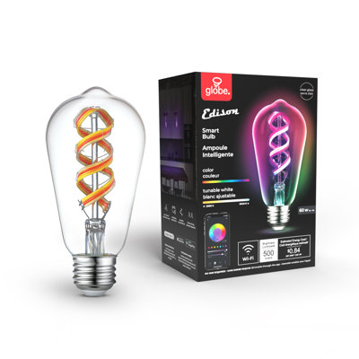 7 Watt (60 Watt Equivalent), ST19 LED Smart Dimmable Light Bulb, Color Changing Tunable White E26/Medium (Standard) Base