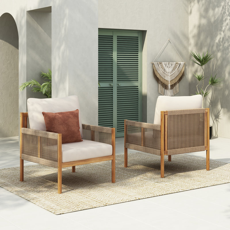 [Set of 2] Modern Outdoor Woven Lounge Chair