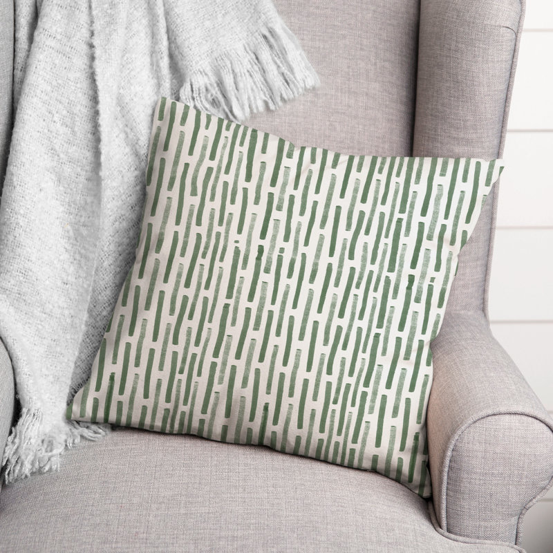 Striped Outdoor Reversible Throw Pillow, 18" H x 18" W, Green