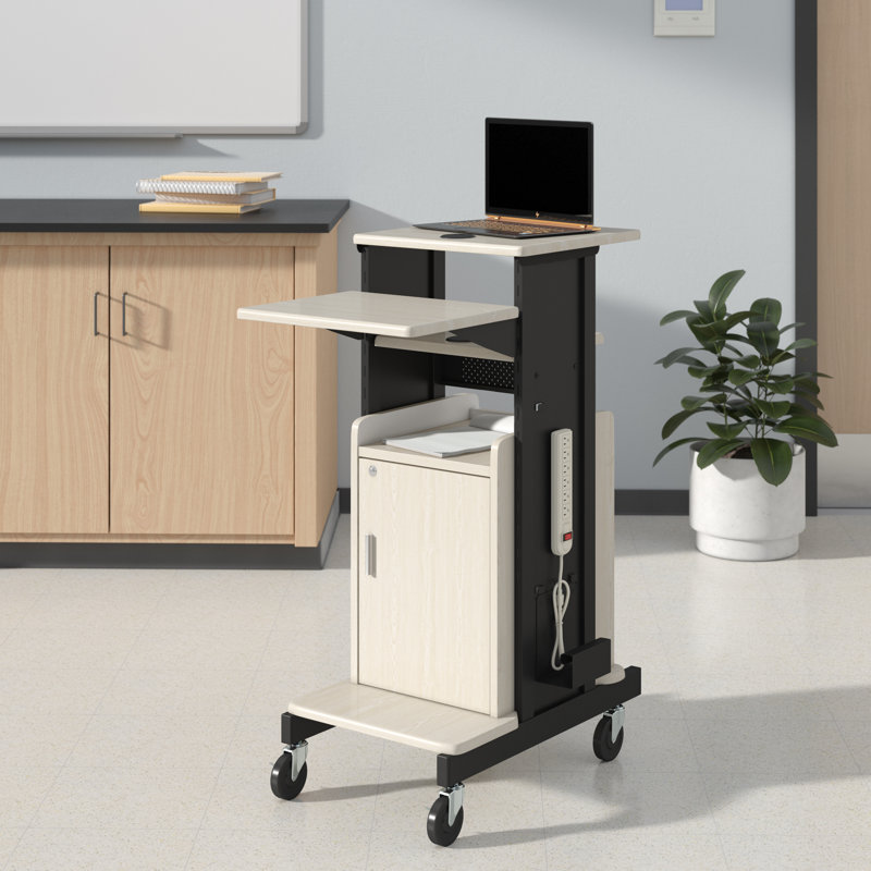 40.5'' Black and Ivory Steel Presentation Cart with Adjustable Shelves