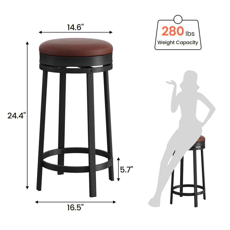Nicoe Swivel Upholstered Counter Stool with Metal Frame