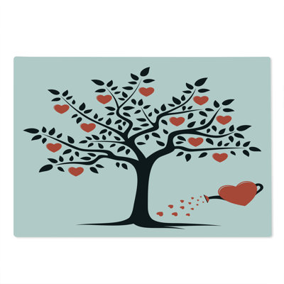 Ambesonne Valentines Cutting Board Large Size Romantic Love Tree Vermilion Black