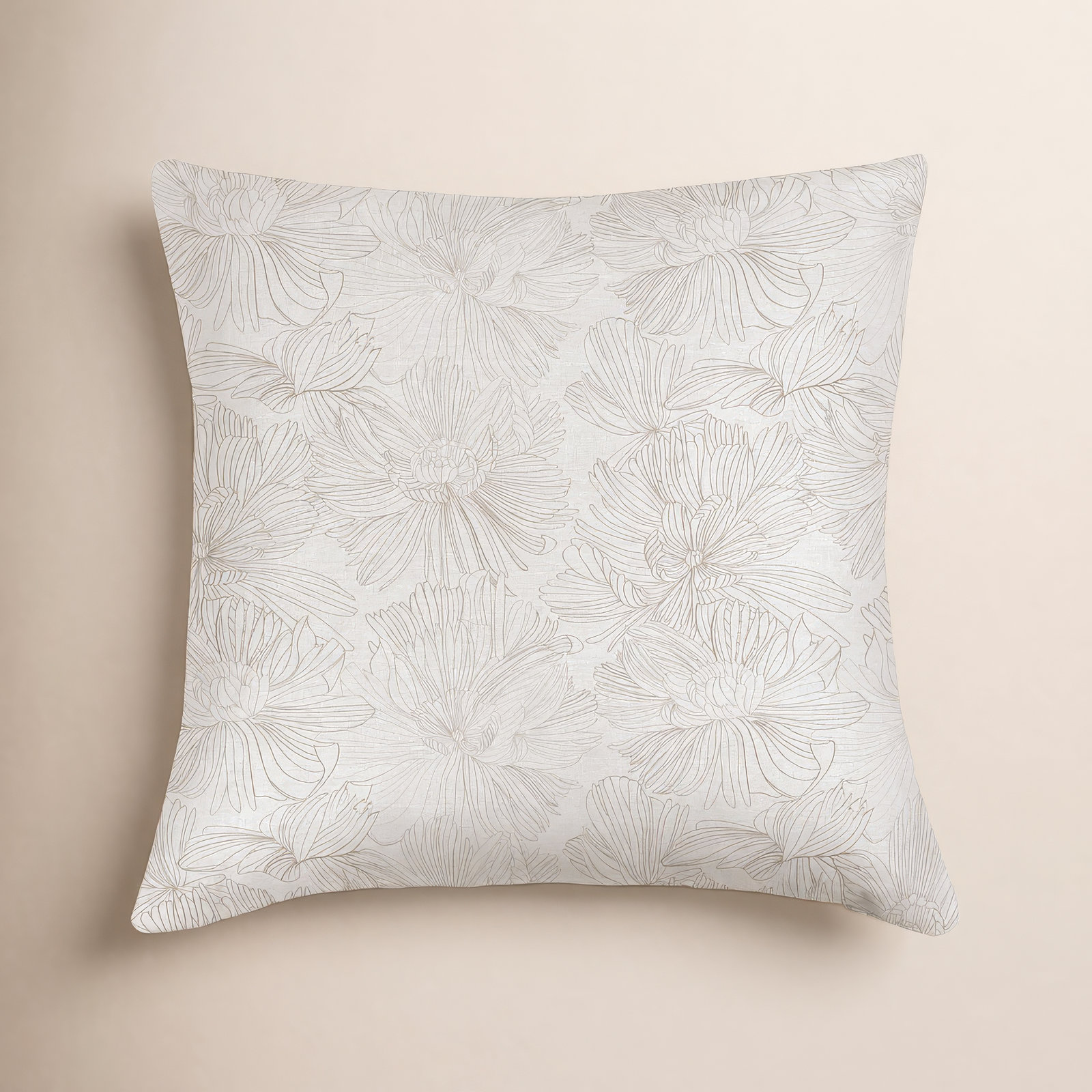 20" x 20" Linen Throw Pillow, Cream & Putty Floral