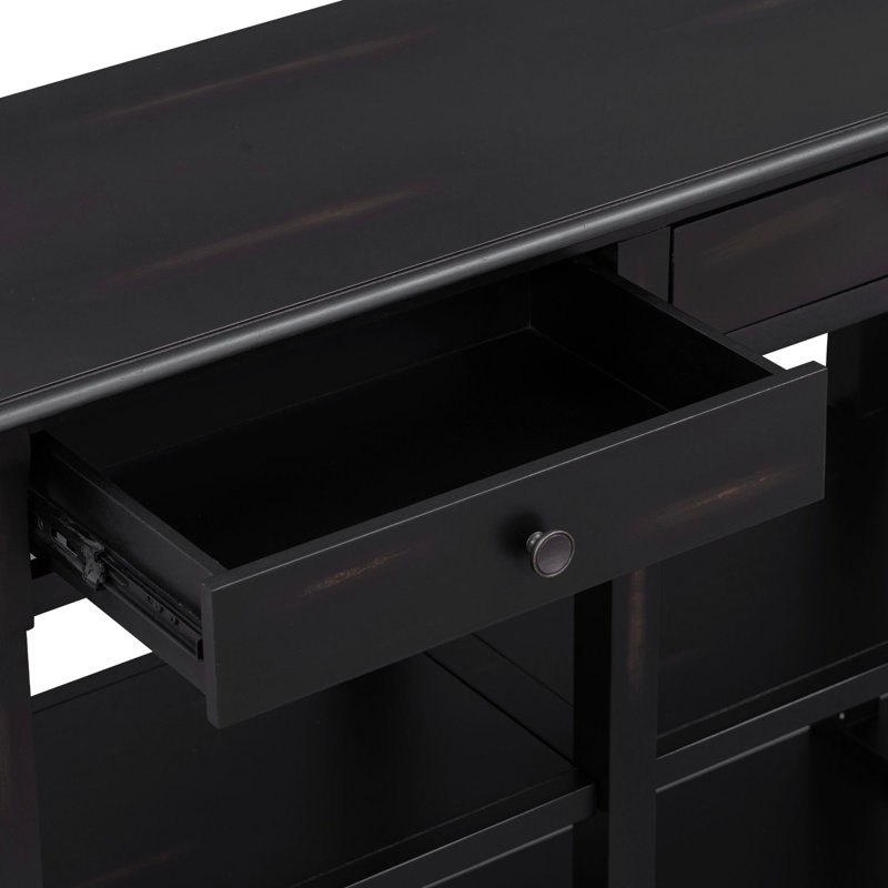 Console rétro en bois massif Cesilia, Espresso