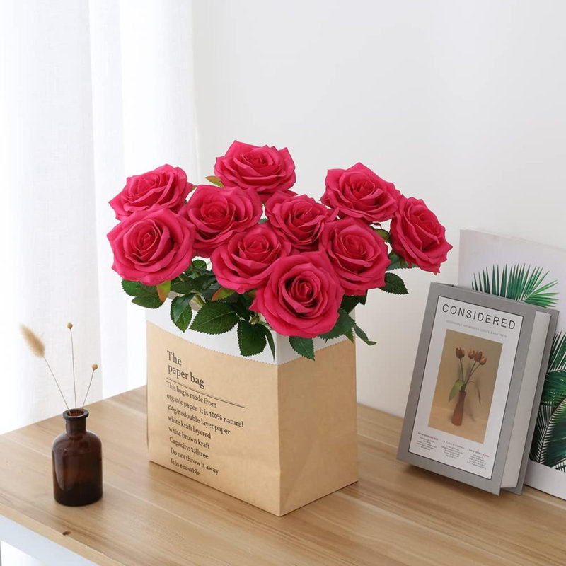 Bouquet de fleurs artificielles 10 pièces, Rouge