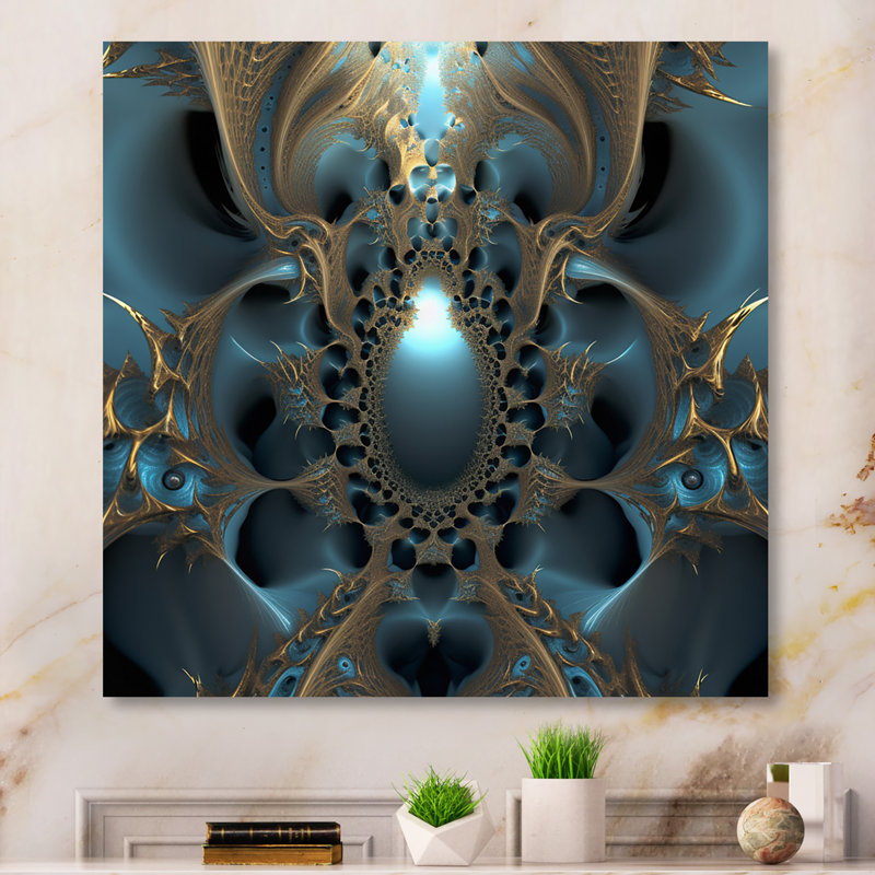 Turquoise fractale excellence I - reproduction sur toile, H 16 po x l 16 po x P 1 po, Toile tendue