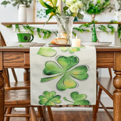 Chemin de table St. Patrick’S Day Shamrock, décoration saisonnière des Fêtes pour les repas intérieurs et extérieurs